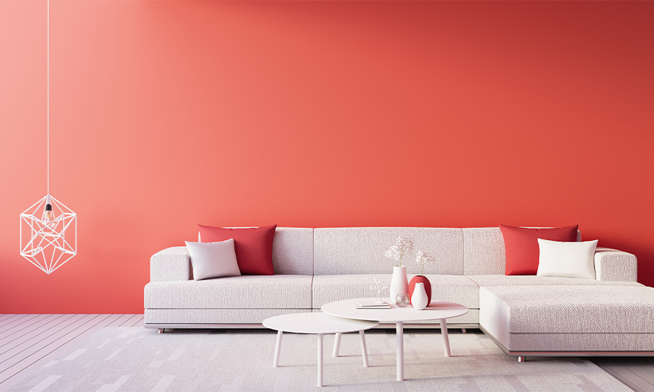 red walls in living room